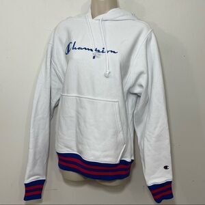 Champion Reverse Weave Hoodie: White Small S Sweatshirt Long Sleeve Pocket Mint